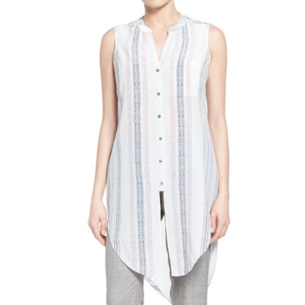 100% Silk Long Button Up Tank Top